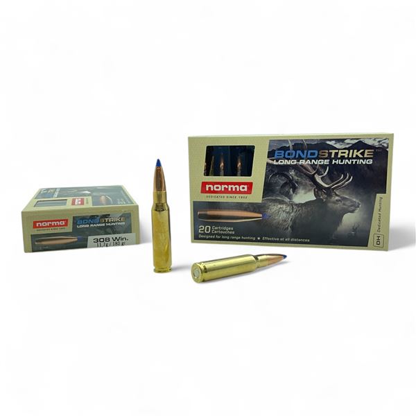 Norma Bond Strike Long Range Hunting 308 Win, 180 Grain Ammunition, 40 Rounds