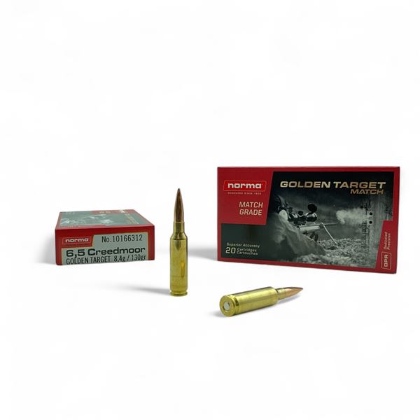 Norma Golden Target Match 6.5 Creedmoor, 130 Grain Ammunition, 40 Rounds