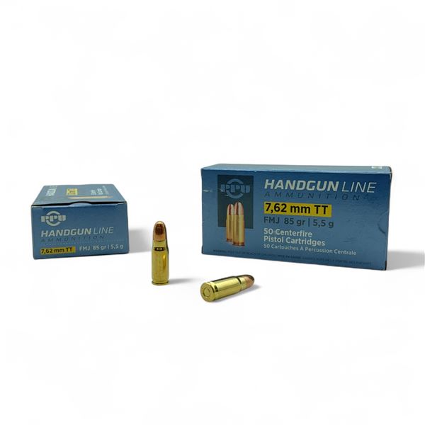 PPU 7.62mm TT, 85 Grain FMJ Ammunition, 100 Rounds