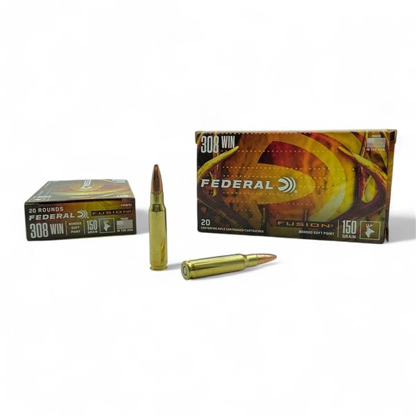 Federal Fusion 308 Win, 150 Grain Bonded Soft Point Ammunition, 40 Rounds