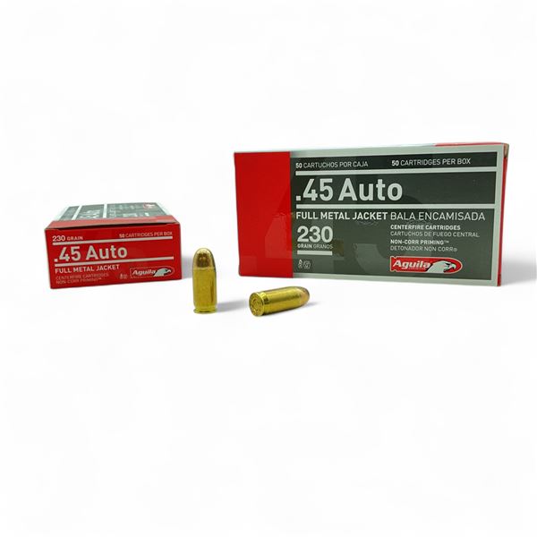 Aguila .45 Auto, 230 Grain FMJ Ammunition, 100 Rounds