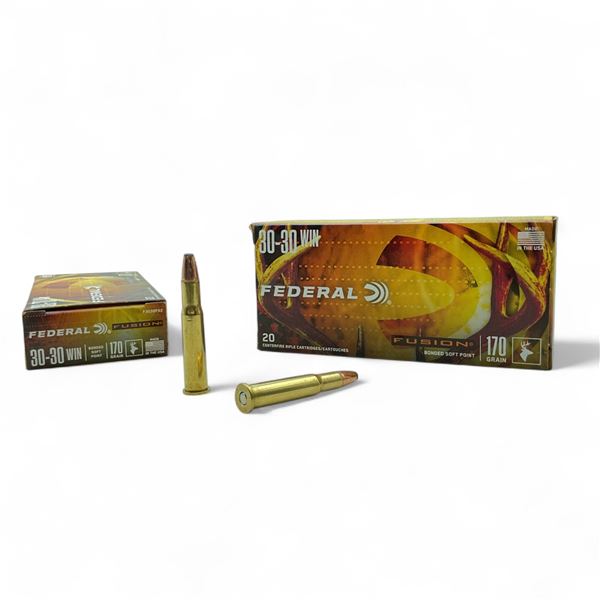 Federal Fusion 30-30 Win, 170 Grain Bonded Soft Point Ammunition, 40 Rounds