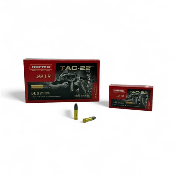Norma Tac-22 .22 LR, 40 Grain LRN Ammunition, 500 Rounds
