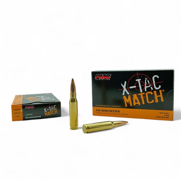 PMC X-Tac Match 308 Win, 168 Grain OTM Sierra Ammunition, 40 Rounds