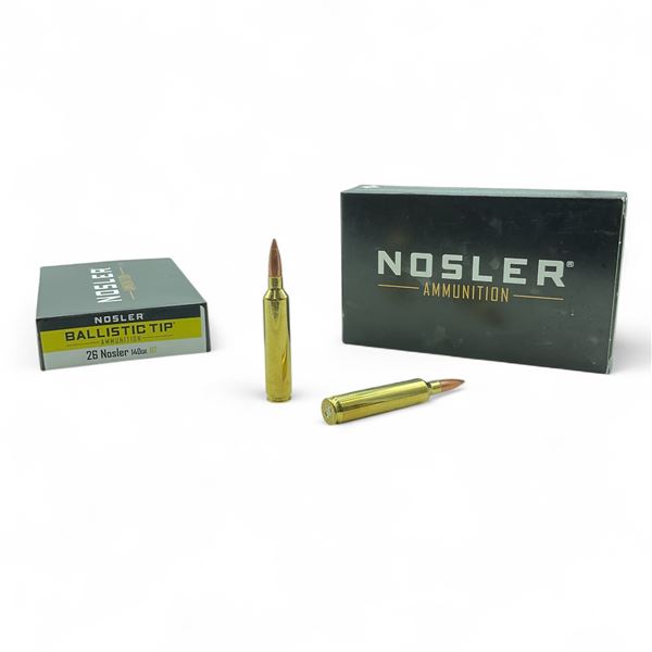 Nosler Ballistic Tip 26 Nosler, 140 Grain BT Ammunition, 40 Rounds