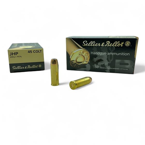 Sellier & Bellot 45 Colt, 230 Grain JHP Ammunition, 100 Rounds