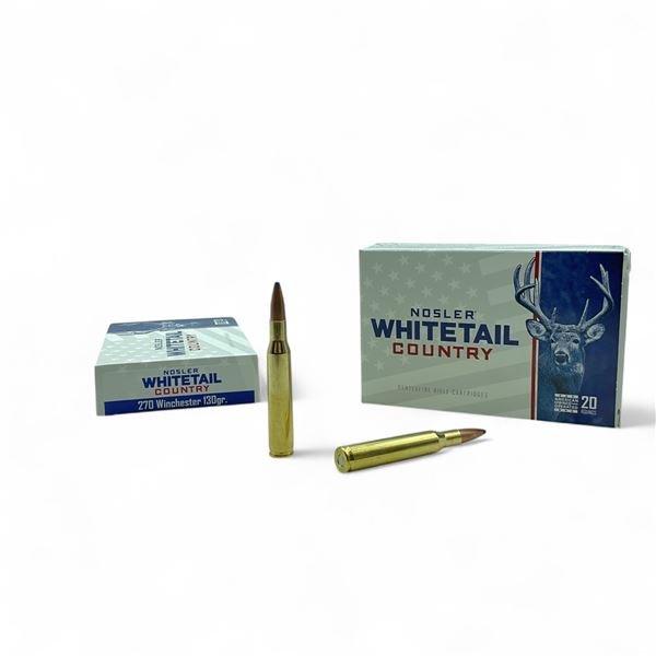 Nosler Whitetail Country 270 Winchester, 130 Grain Ammunition, 40 Rounds