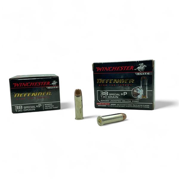 Winchester Defender 38 Special+P, 130 Grain Bonded Jacketed Hollow Point Ammunition, 40 Rounds