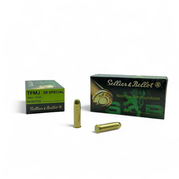 Sellier & Bellot Non-Toxic 38 Special, 158 Grain TFMJ Ammunition, 100 Rounds