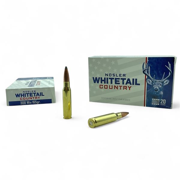 Nosler Whitetail Country 308 Win, 165 Grain Ammunition, 40 Rounds