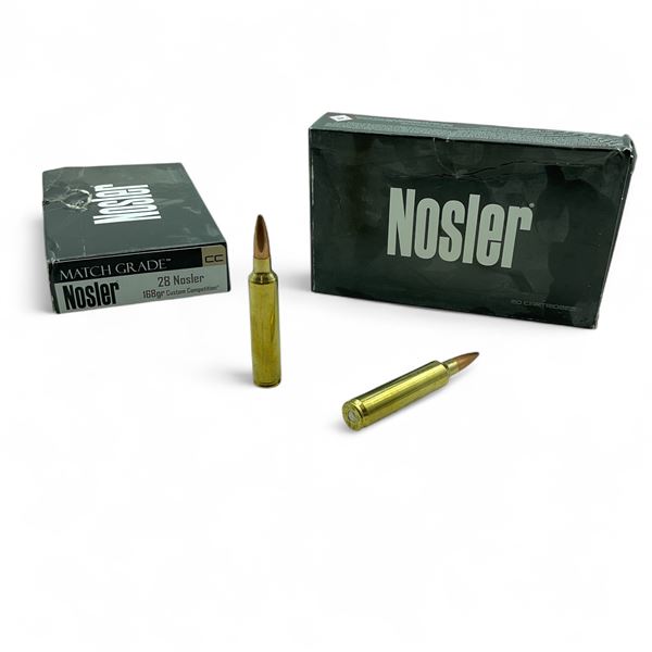 Nosler Match Grade 28 Nosler, 168 Grain Custom Competition Ammunition, 40 Rounds