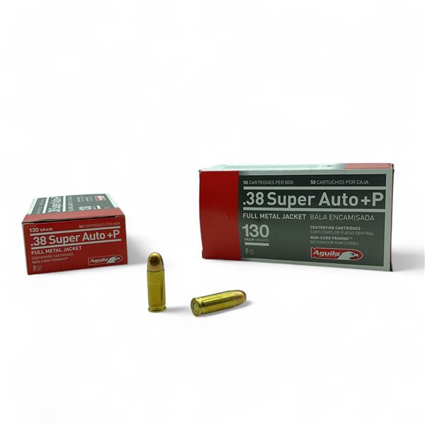 Aguila .38 Super Auto+P, 130 Grain FMJ Ammunition, 100 Rounds