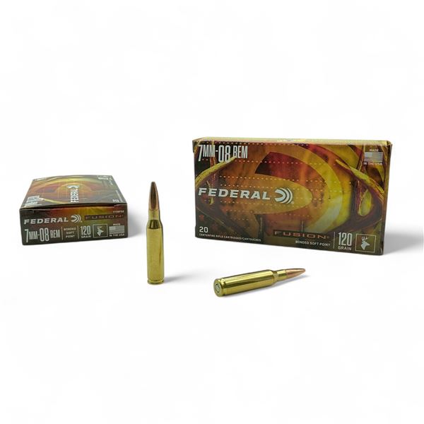 Federal Fusion 7mm-08 Rem, 120 Grain Bonded Soft Point Ammunition, 40 Rounds