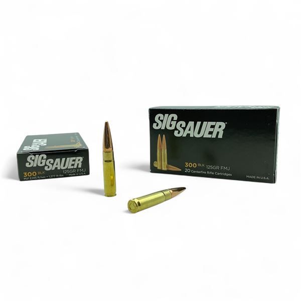 Sig Sauer 300 Blackout, 125 Grain FMJ Ammunition, 40 Rounds
