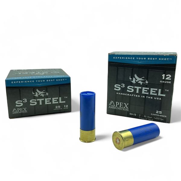 Apex S3 Steel 12 Ga, 3", 1-1/4 oz, BB Shot Ammunition, 50 Rounds