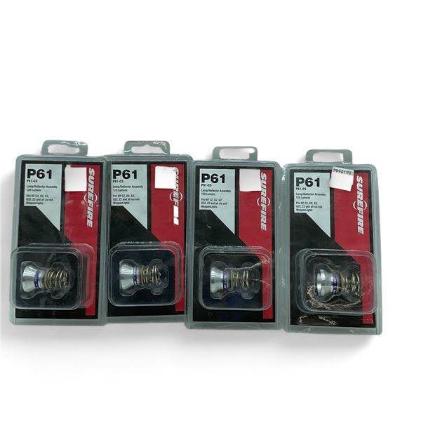 Sure Fire P61 Lamp/ Reflector Assembly, 120 Lumens for All Six-Volt Weapon Lights X 4 Qty