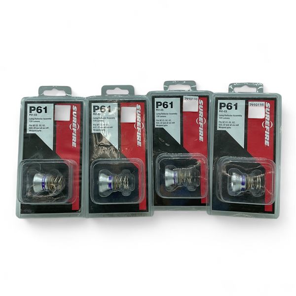 Sure Fire P61 Lamp/ Reflector Assembly, 120 Lumens for All Six-Volt Weapon Lights X 4 Qty