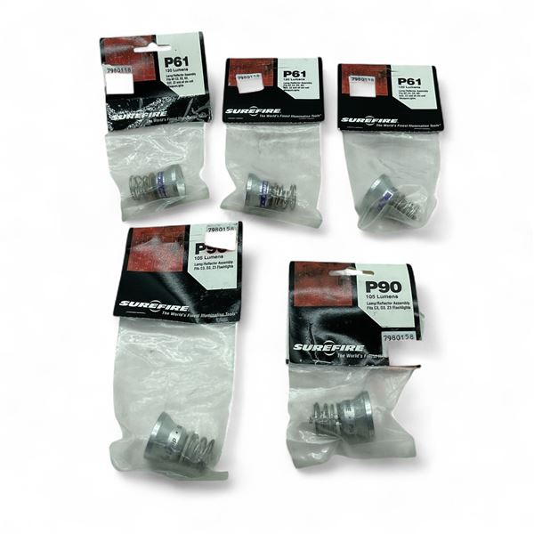 Sure Fire P90 and P61 Lamp/ Reflector Assembly, X 5 Total Qty