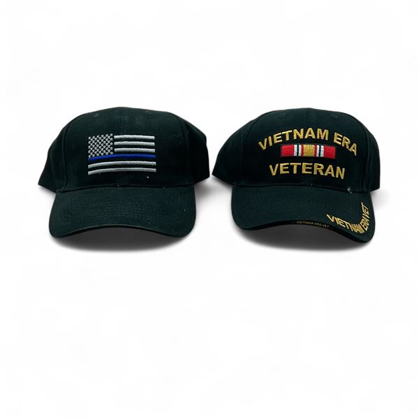 Rothco Vietnam Era Veteran Hat and U.S.A "Thin Blue Line" Hat, OSFM
