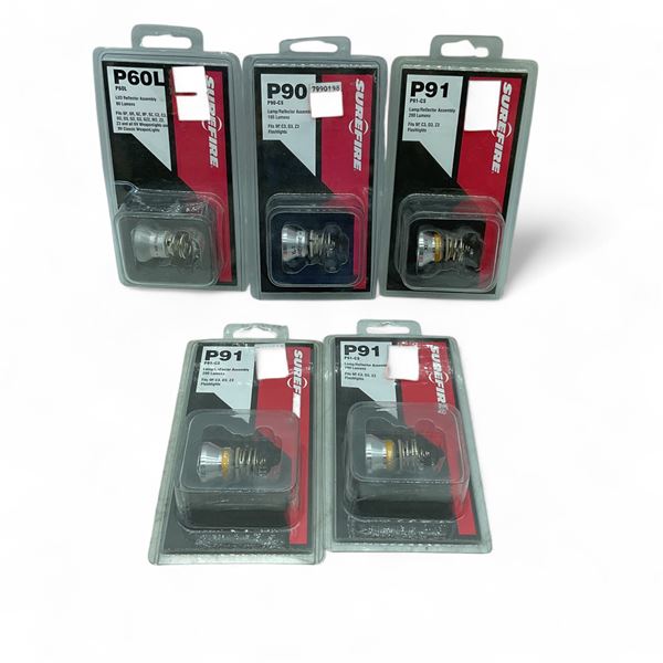 Sure Fire P91, P60L & P90 Lamp/ Reflector Assembly X 5 Total Qty