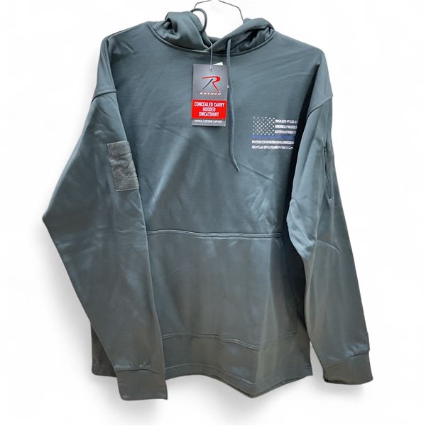 Rothco Concealed Carry Hoodie, "Thin Blue Line" Flag, Size: Large