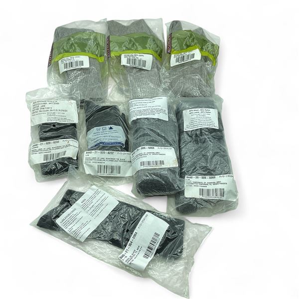 Assorted Black Liner Socks X 3 Qty and Assorted Temperate Socks, Wool Blend, X 5 Qty
