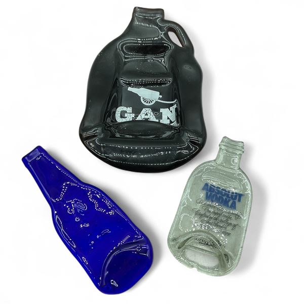 Assorted Glass Bottle Spoon Rests/ Decoration X 3 Qty
