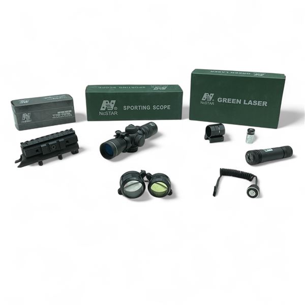 NcStar SKS Tri Receiver Cover, Green Laser with Mount, 4 X 30 mm Sporting Scope with Rings and Caps
