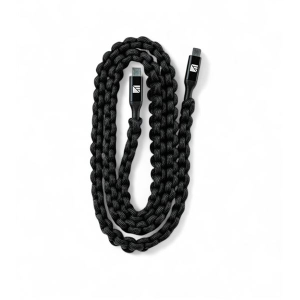 Dark Energy USB-C To USB-C Charging Cable, 3 ft, Black Paracord, New