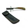Image 1 : Damascus 3.25" Blade Folding Razor with Leather Sheath