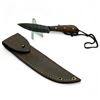 Image 1 : 4" Fixed Damascus Blade Knife with Wood Handle and Leather Sheath
