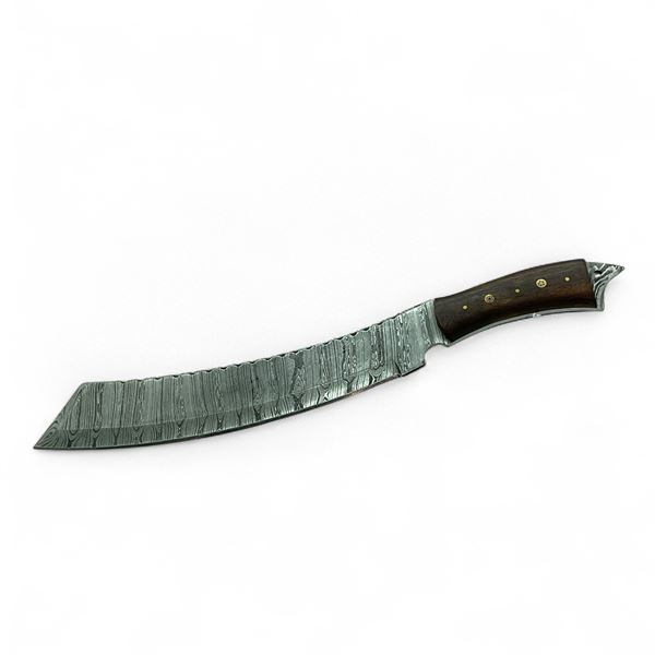 Fixed 10.5" Damascus Blade Knife with Leather Sheath