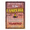 Image 1 : River's Edge "Welcome To Our Campfire" Metal Sign, 17" x 12", New