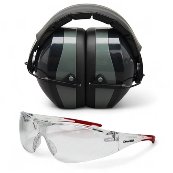 Champion Eyes and Ears Combo, 26 NRR, Green and Black, New