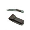 Image 1 : Folding 2.75" Damascus Blade Knife with Leather Sheath