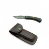 Image 1 : Folding 2.75" Damascus Blade Knife with Leather Sheath