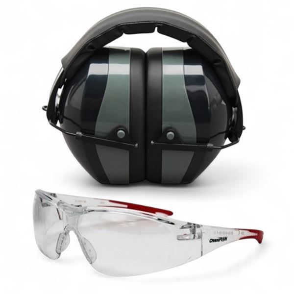 Champion Eyes and Ears Combo, 26 NRR, Green and Black, New