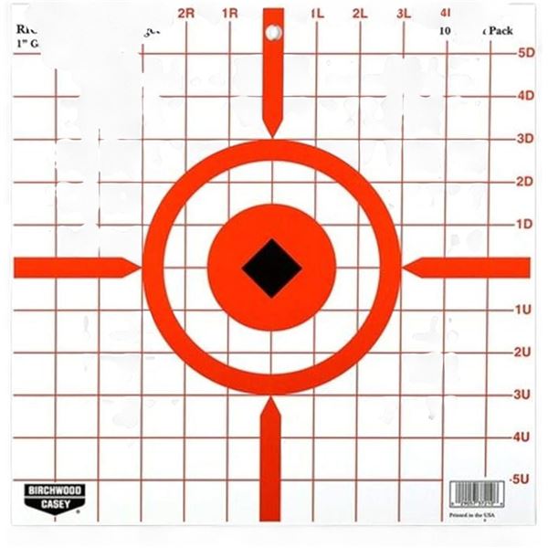Birchwood Casey 1" Grid Pattern Rigid Crosshair Target, 12" x 12", 10 Pack, New