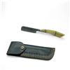 Image 1 : Folding 3" Damascus Blade Razor with Leather Pouch