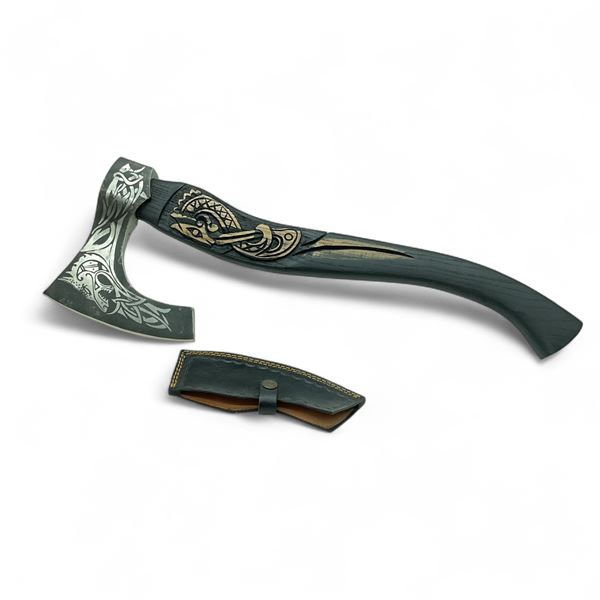 Viking Axe, 7" Blade, 22" Total Length with Leather Sheath