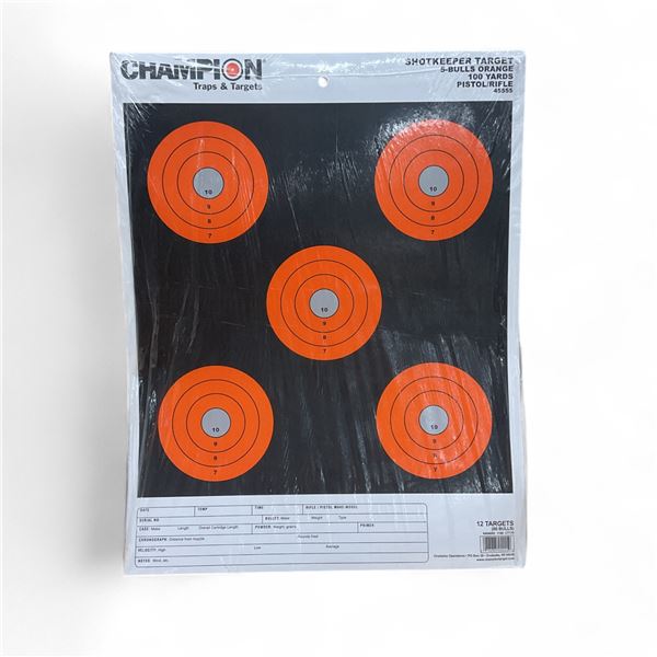 Champion Traps and Targets Small Bore Rifle Paper Targets 12 Pack X 6 Qty