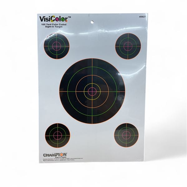 Champion Visicolor 100 Yard Color Coded Sight-In Target 10 Pack X 6 Qty