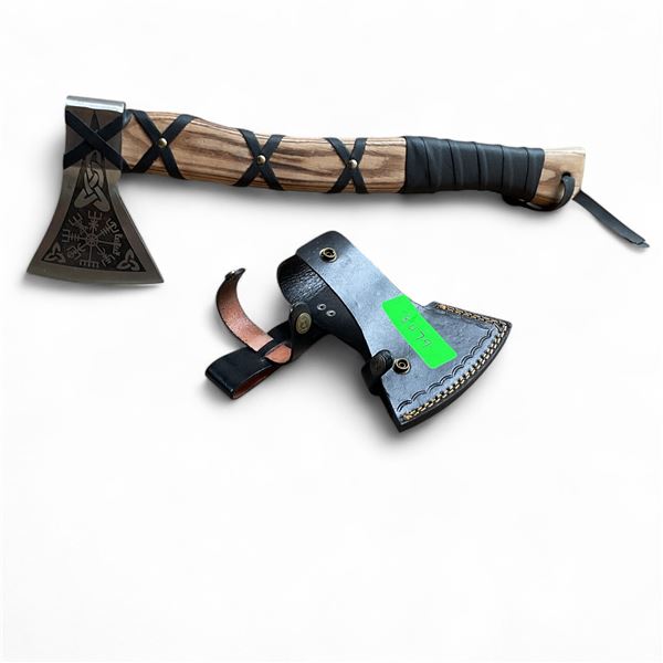Viking Axe 4.25" Blade , 17.5" Total Length with Leather Sheath, New