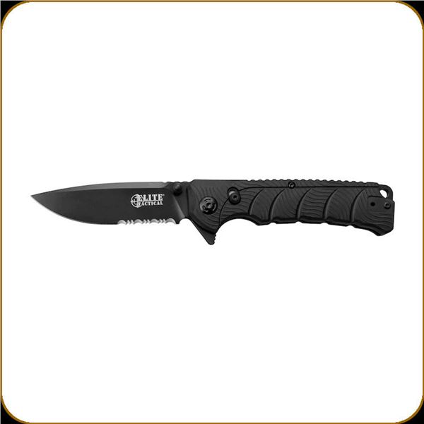 Elite Tactical Backdraft 3.5" Manual Folding Knife, 1/2 Serrated Steel Blade, New