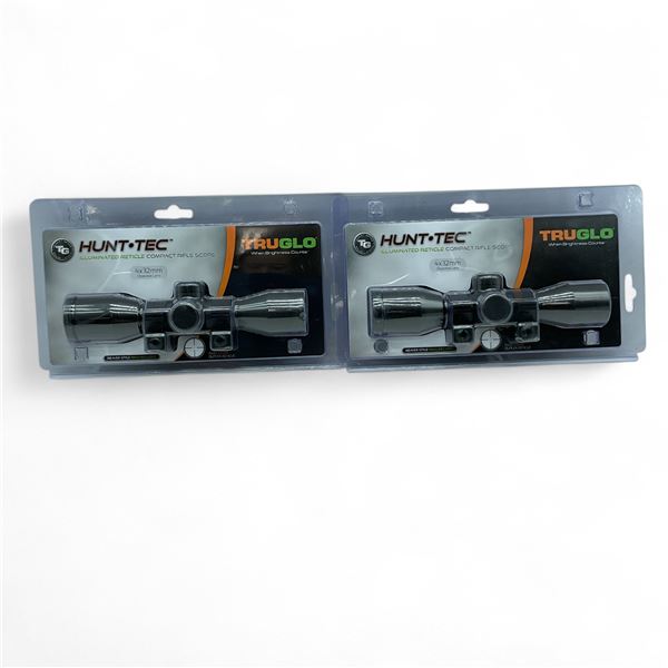 TruGlo Hunt-Tec Compact 4 X 32 mm Illuminated Rifle Scopes with Duplex Reticle X 2