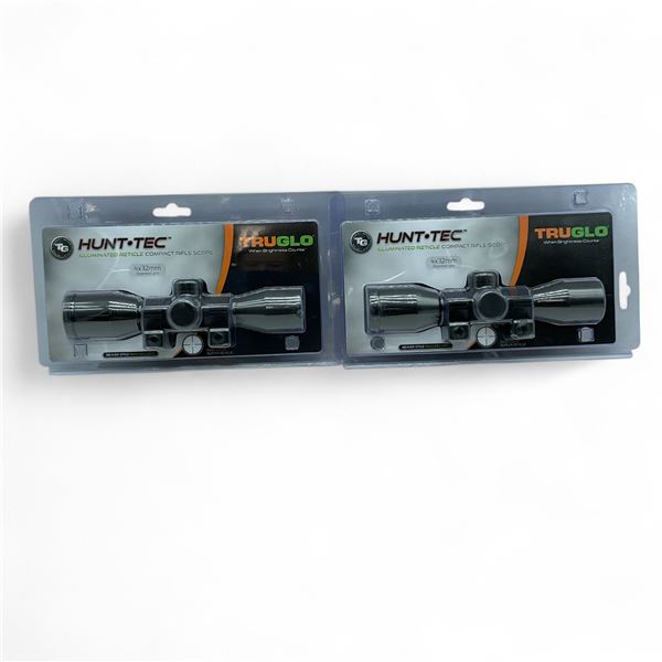 TruGlo Hunt-Tec Compact 4 X 32 mm Illuminated Rifle Scopes with Duplex Reticle X 2