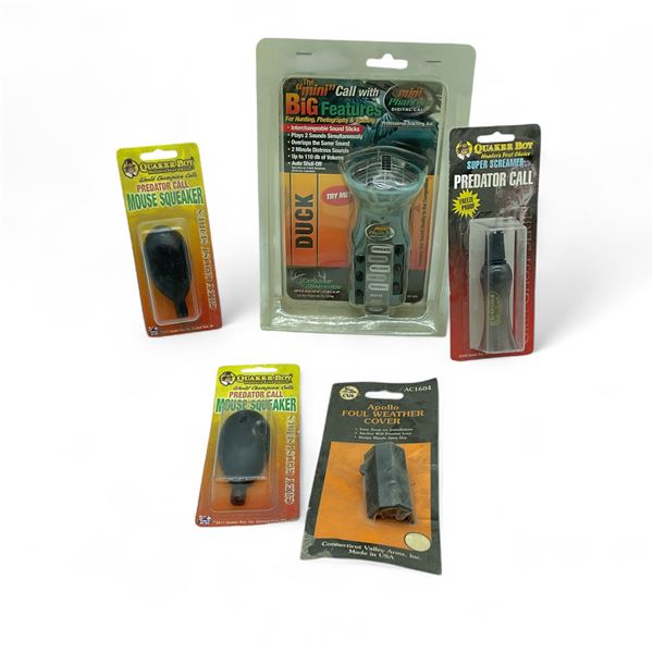 Assorted Game Calls and A Muzzleloading Foul Weather Cover