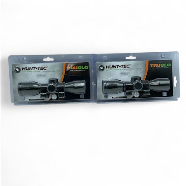 TruGlo Hunt-Tec Compact 4 X 32 mm Illuminated Rifle Scope with Duplex Reticle X 2