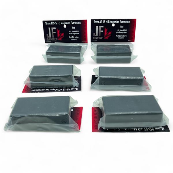 JF Gunworks + 0 Magazine Extension for ASC 9 mm AR-15 Pistol Magazines X 6
