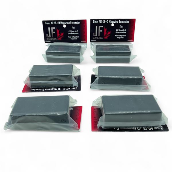 JF Gunworks + 0 Magazine Extension for ASC 9 mm AR-15 Pistol Magazines X 6